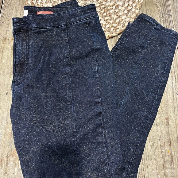 32 Anthropologie Pilcro High-Rise Sparkle  Gold Shimmer Denim Leggings Women’s - Picture 3 of 11